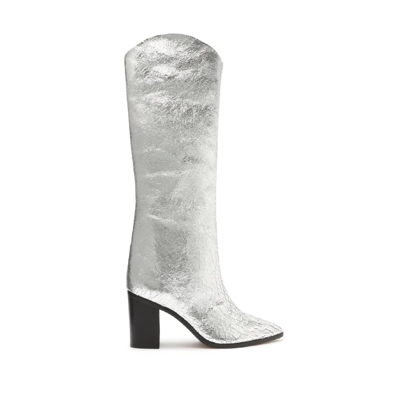 Maryana Block Crackled Leather Boot