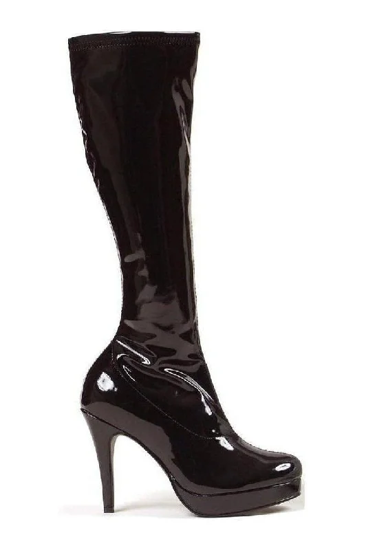 421-GROOVE Knee Boot  | Black  Patent