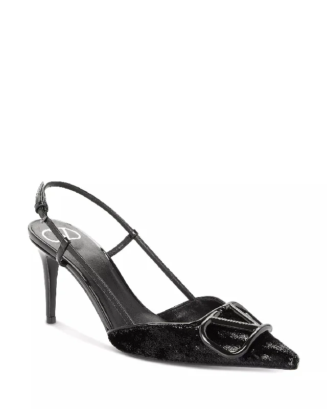 Valentino V Logo Pointed Toe Slingback Pumps