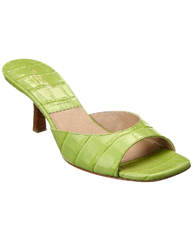 Michael Kors Collection Anita Runway Croc-Embossed Leather Sandal