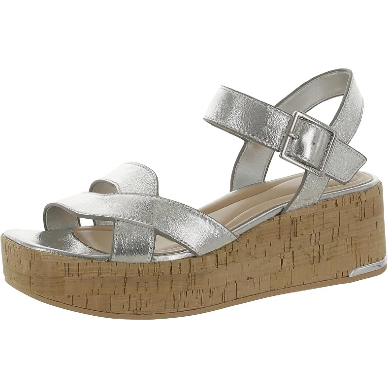 Tilly Womens Patent Leather Buckle` Wedge Sandals