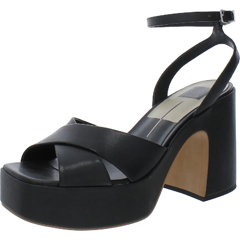 Womens F Leather Platform Sandals