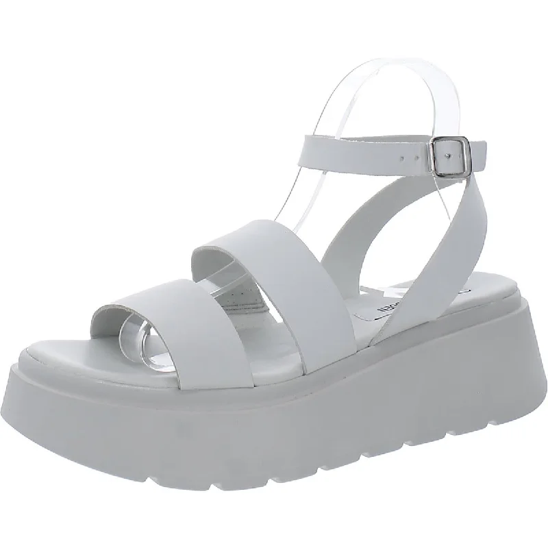 Womens Patent Cushioned Footbed Platform Sandals