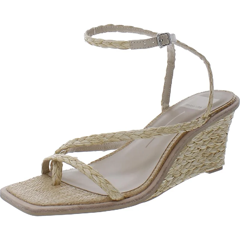 Womens Toe Loop Woven Wedge Sandals