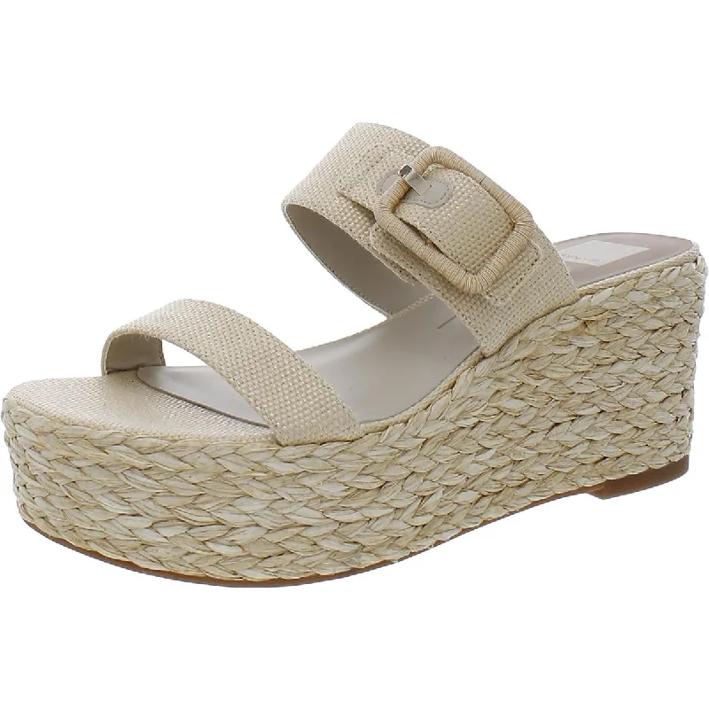 Womens Buckle Woven Mule Sandals