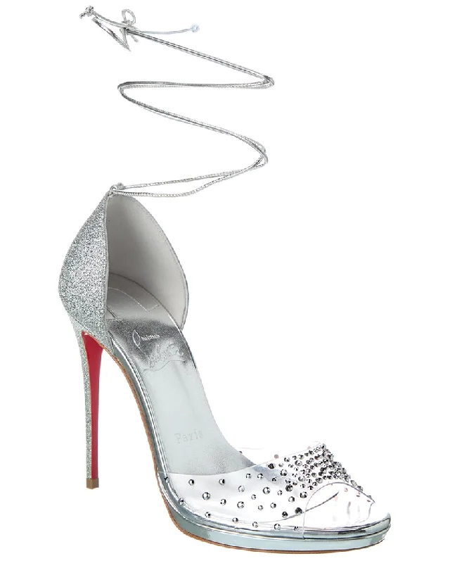 Christian Louboutin Degratina Frou 120 Vinyl & Glitter Leather Sandal