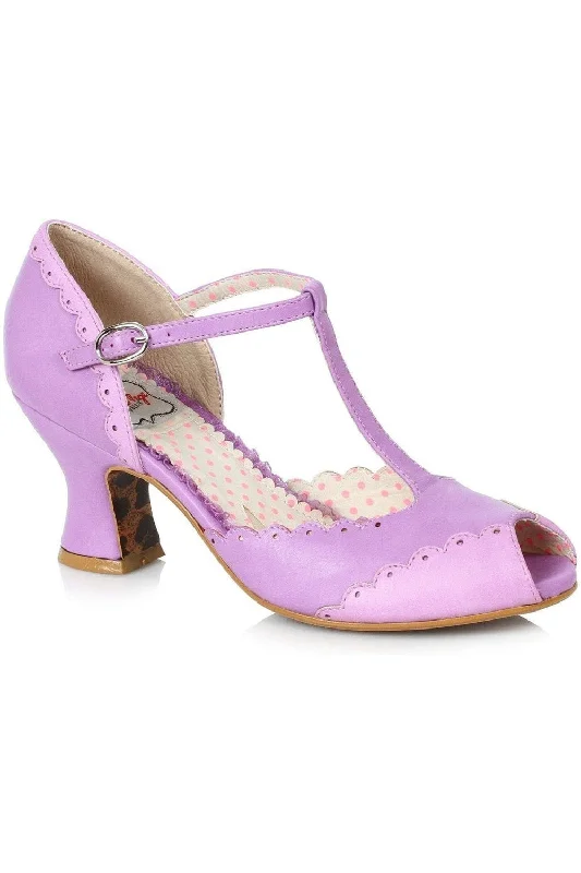 Bettie Page Carlie Vintage Pump  | Purple Faux Leather