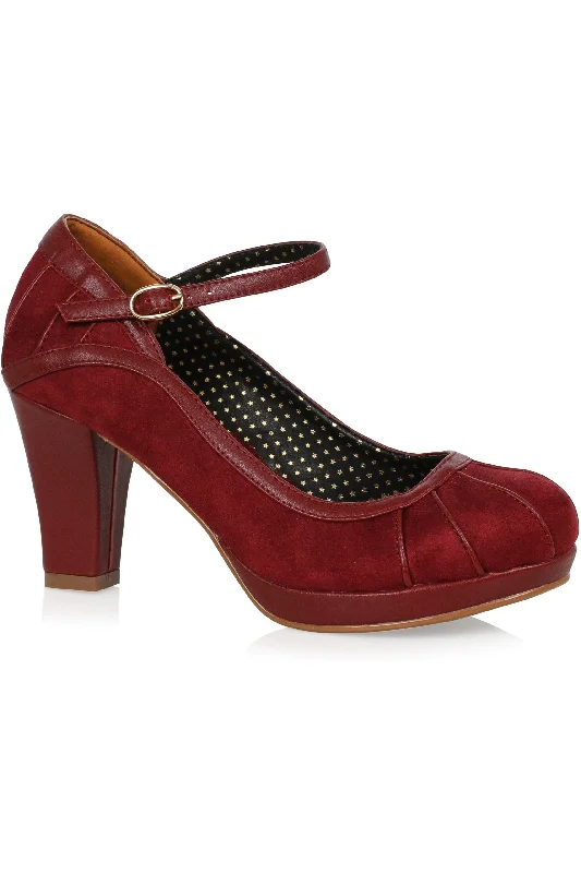 Bettie Page Rita Pump | Burgundy Faux Leather