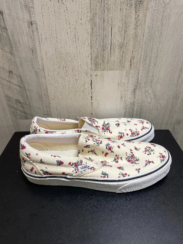 Floral Print Shoes Flats Vans, Size 7.5