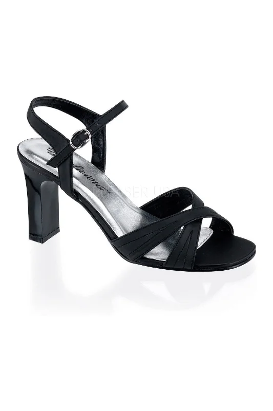 ROMANCE-313 Sandal | Black Faux Leather