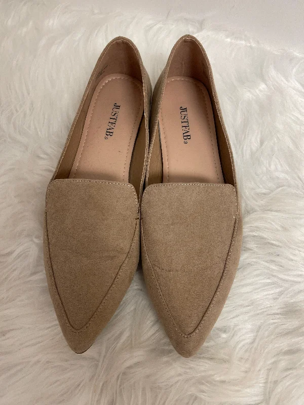 Tan Shoes Flats Just Fab, Size 8.5