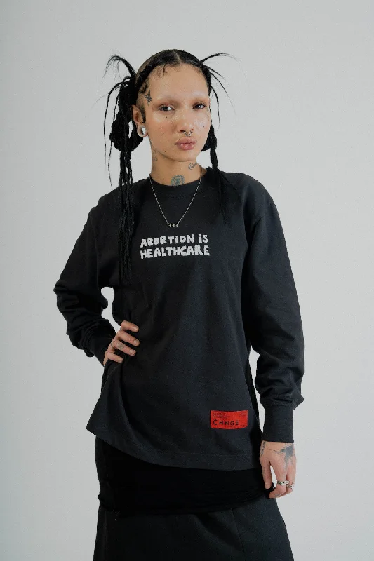 Abortion = Healthcare Cuffed L/S (Black)