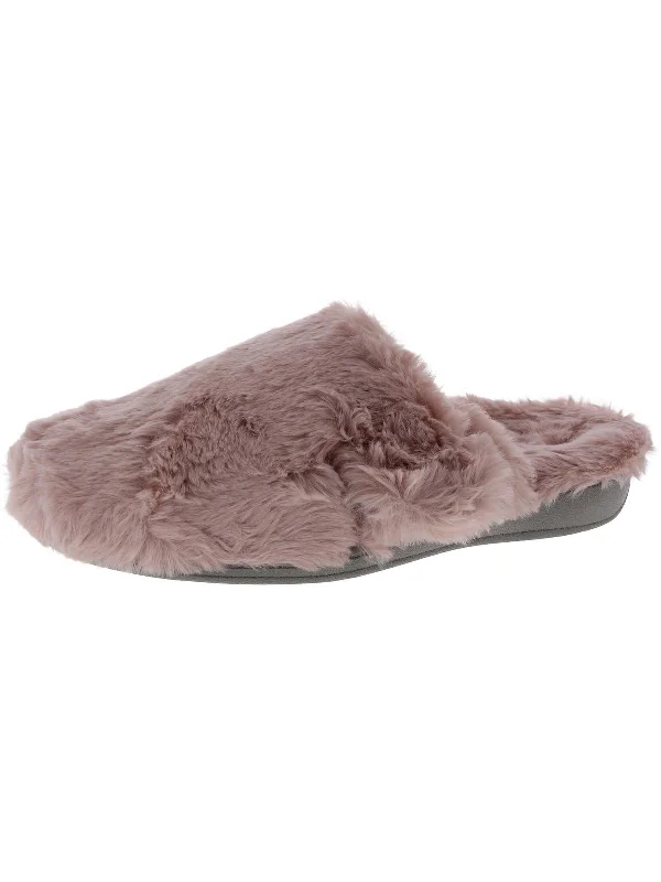 Gemma Plush Womens Faux Fur Slide Slippers