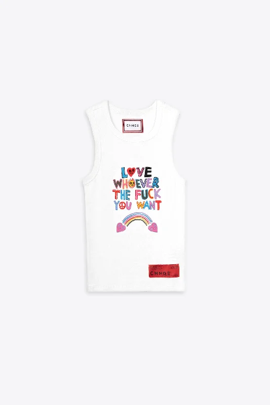 Love Whoever Stretch Rib Racer Tank