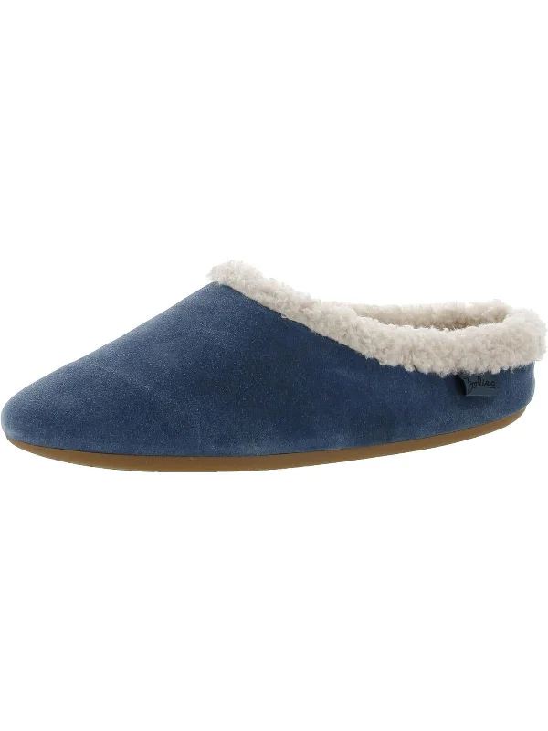 Paloma Womens Suede Faux Fur Lined Scuff Slippers