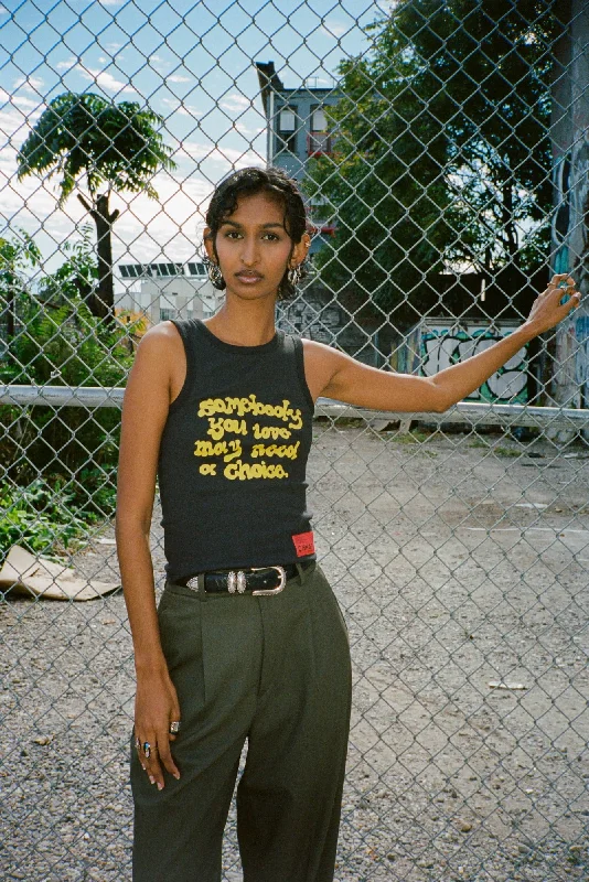 Somebody You Love Ribbed Racer Tank (Black)