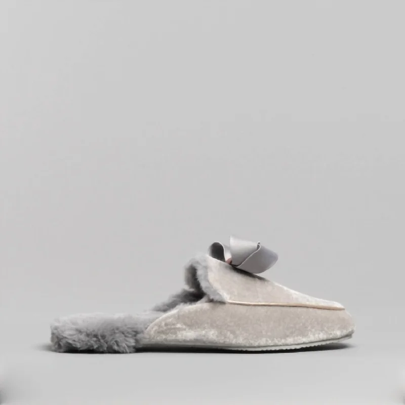 Women's Bhaybe Velvet Moccasin Slippers In Light Grey