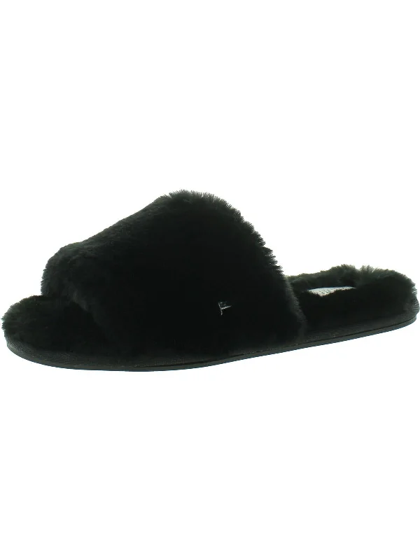 Womens Comfort Insole Faux Fur Slide Slippers