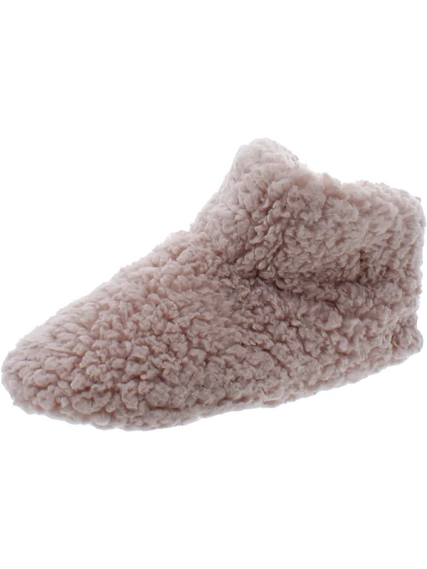 Womens Faux Fur Pull On Bootie Slippers